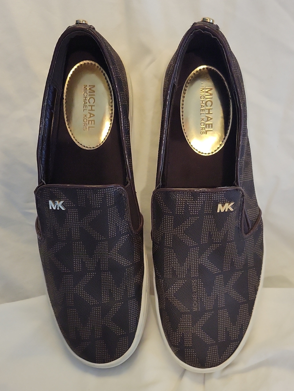 Michael Kors Brown Logo Slip-On Sneakers with White Sole - Picture 4 of 9